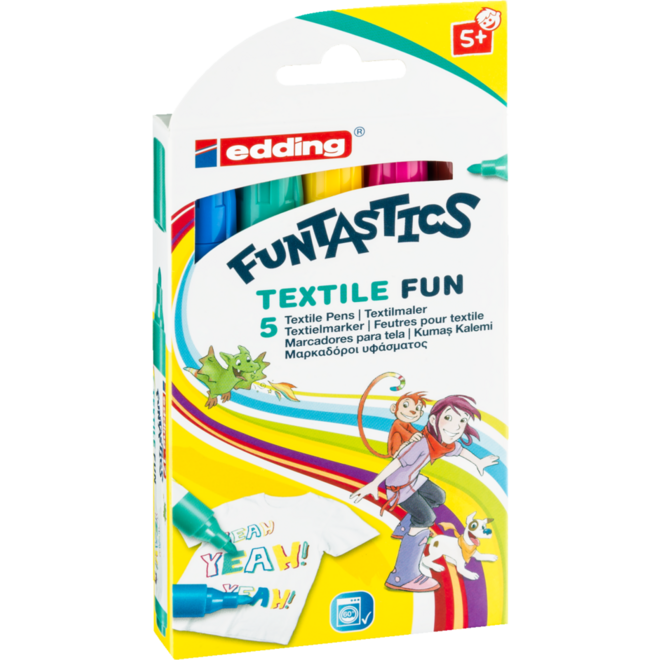 Textielstiften edding Funtastics Textile 2-3 mm assorti, 5 stuks
