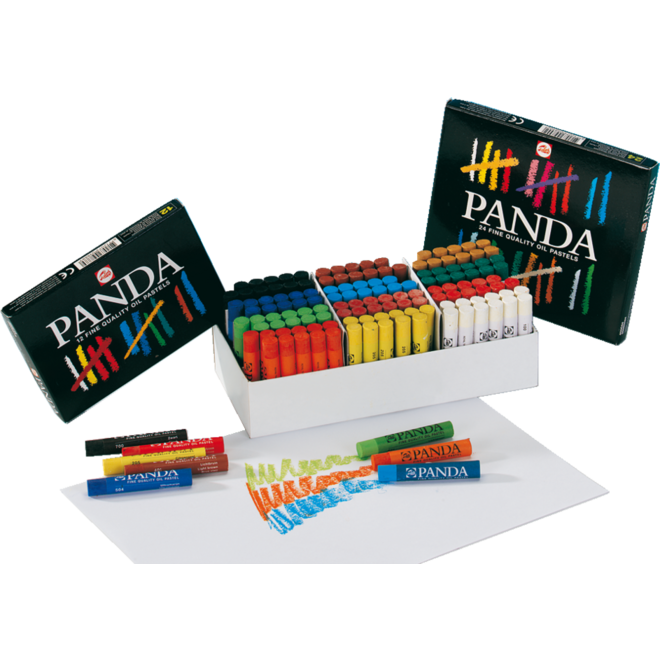 Panda oliepastels 24 stuks ass.