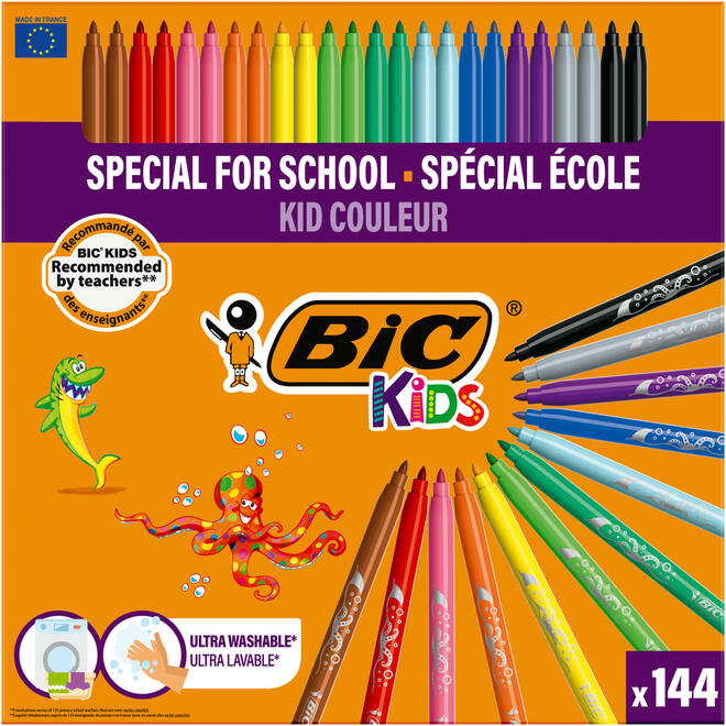 Viltstiften BIC kid couleur assorti, class pack 114 + 30 gratis