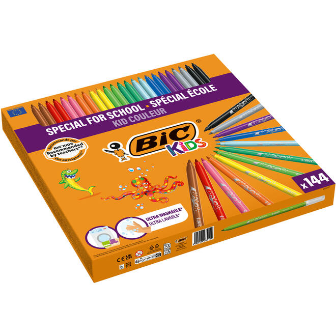 Viltstiften BIC kid couleur assorti, class pack 114 + 30 gratis