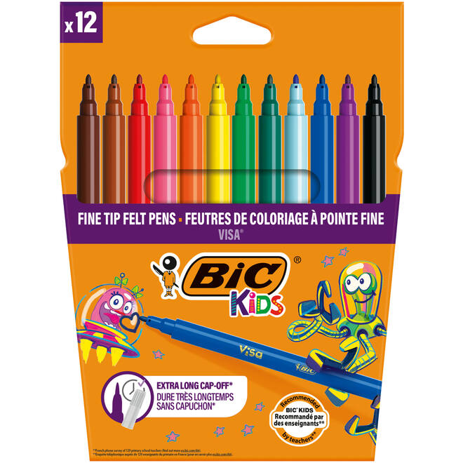 Viltstiften BIC Kids Visa assorti, 12 stuks