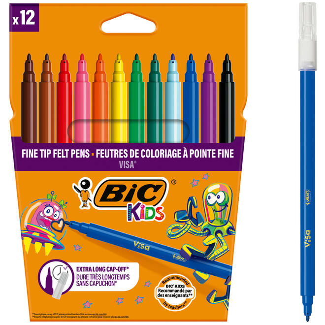 Viltstiften BIC Kids Visa assorti, 12 stuks