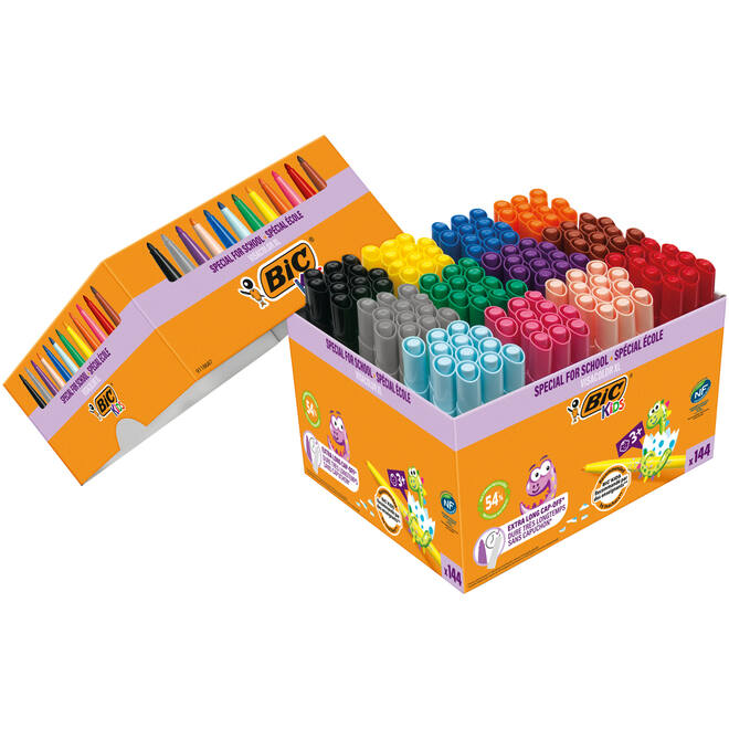 Viltstiften BIC Kids visacolor XL Ecolutions assorti, class pack 124 + 20 gratis