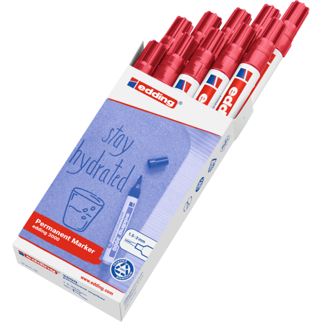 Permanent marker edding 3000 1,5-3 mm rood