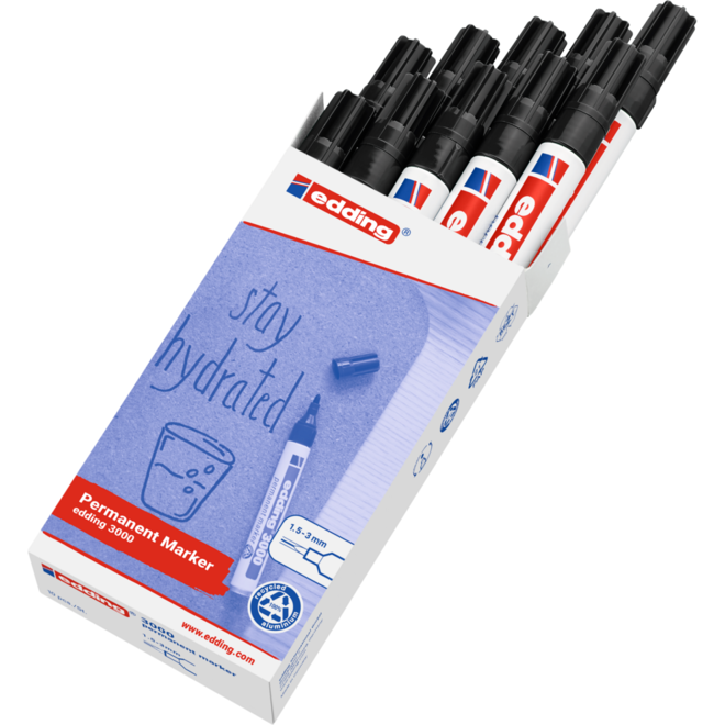 Permanent marker edding 3000 1,5-3 mm zwart