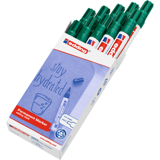Permanent marker edding 3000 1,5-3 mm groen