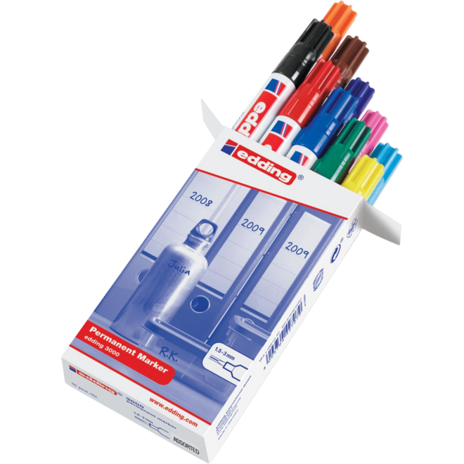 Permanent marker edding 3000 assorti 1,5-3 mm, 10 stuks