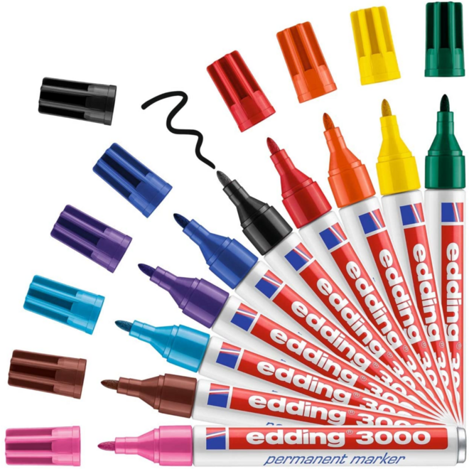 Permanent marker edding 3000 assorti 1,5-3 mm, 10 stuks