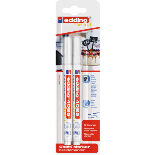 Krijtstift edding wit 1-2 mm, 2 stuks