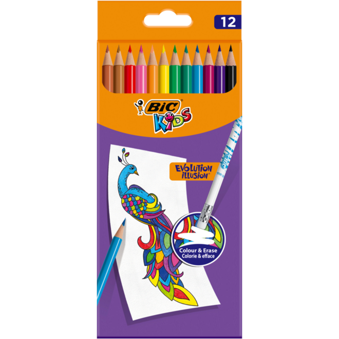 Kleurpotloden BIC Illusion assorti, 12 stuks