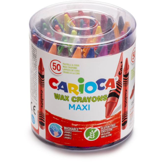 Waskrijtjes Carioca Maxi Wax assorti, 50 stuks