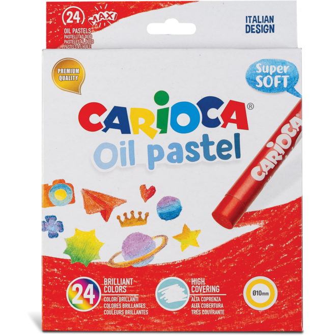 Oliekrijtjes Carioca Oil Pastel Maxi assorti, 24 stuks