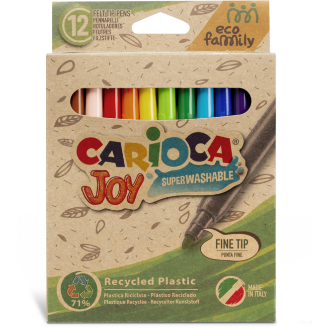 Viltstiften Carioca EcoFamily Joy assorti, 12 stuks.