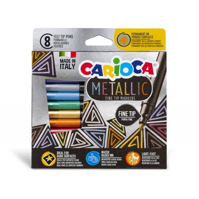 Viltstiften Carioca Metallic Fine assorti, 8 stuks