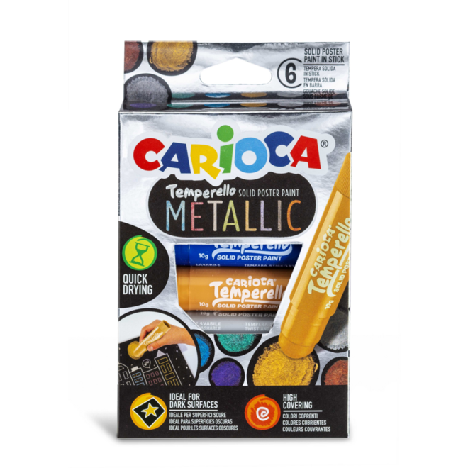 Plakkaatverfstift Carioca Metallic assorti, 6 stuks