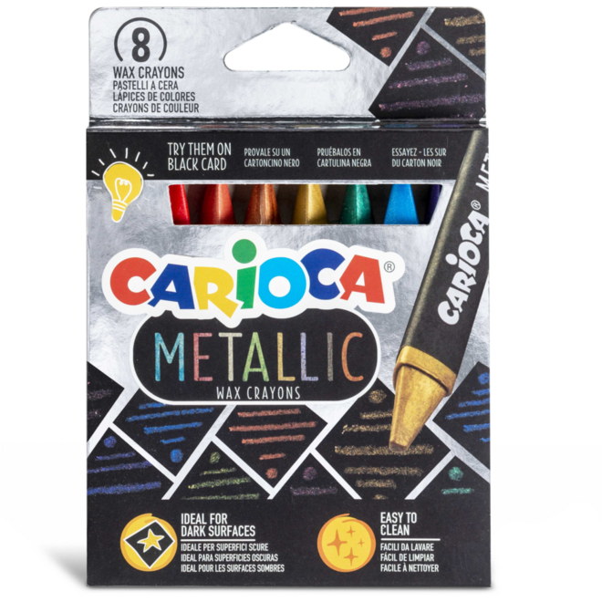 Waskrijtjes Carioca Metallic assorti, 8 stuk