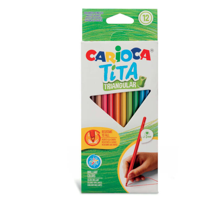 Kleurpotloden driekantig Carioca tita assorti, 12 stuks