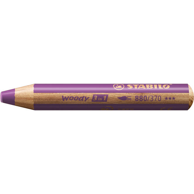 Waskrijt aquarel STABILO Woody 3-in-1 assorti classpack, 76 stuks incl. slijpers