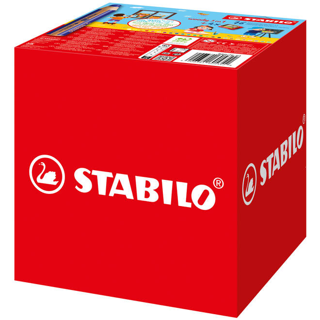 Waskrijt aquarel STABILO Woody 3-in-1 assorti classpack, 76 stuks incl. slijpers