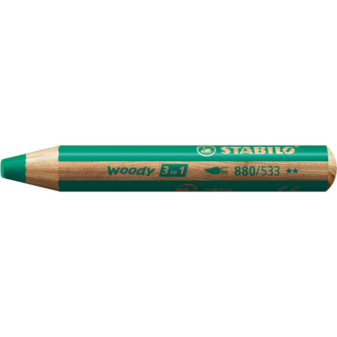 Waskrijt aquarel STABILO Woody 3-in-1 assorti classpack, 76 stuks incl. slijpers