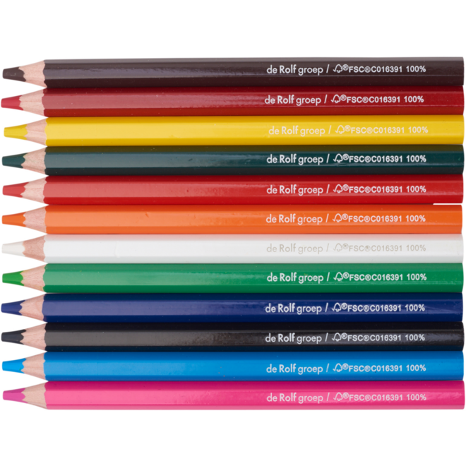 Kleurpotloden | de Rolf groep | knotsen 10 mm assorti classpack, 144 stuks
