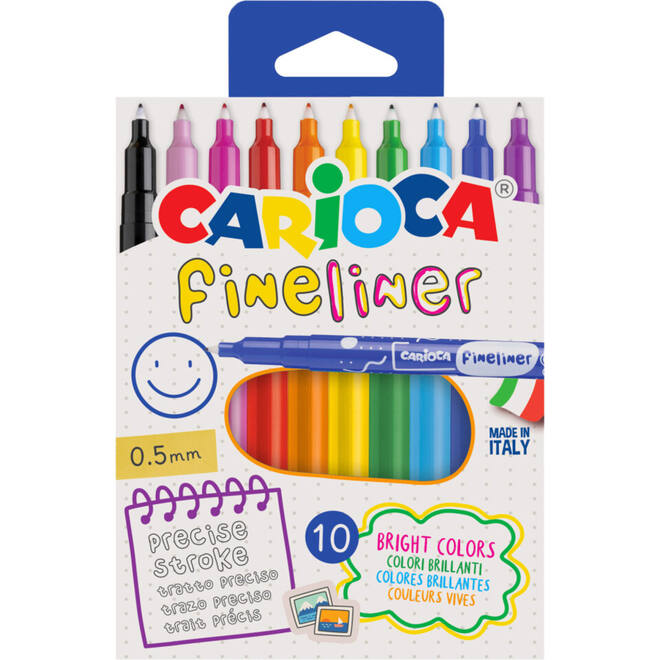 Fineliners Carioca assorti 0,5 punt, 10 stuks
