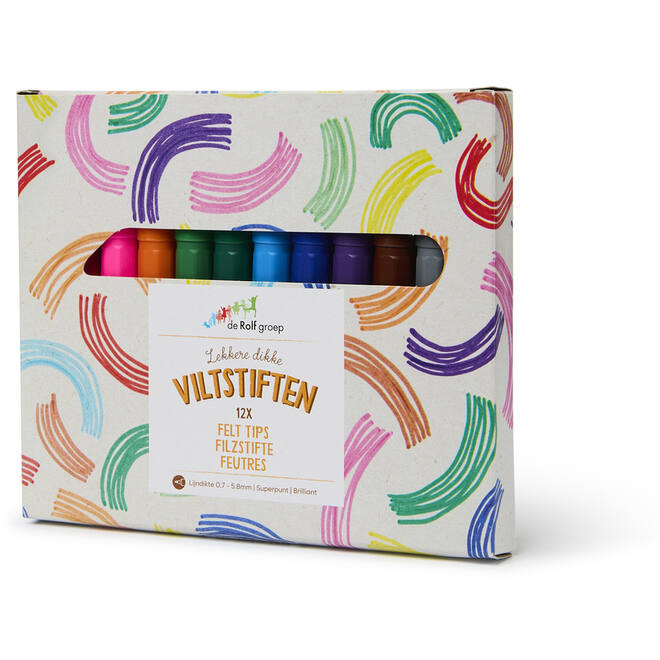 Viltstiften Jumbo | de Rolf groep | dik 4 mm assorti, 12 stuks