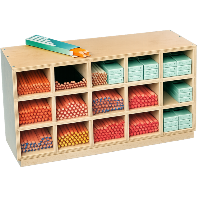 Potloodvakkenkast hout 60 x 19 x 31 cm