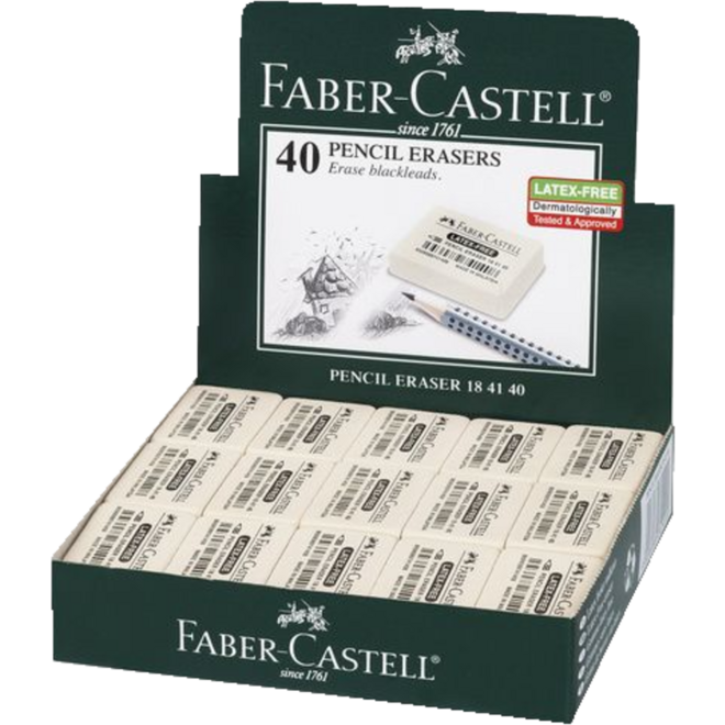 Gum Faber-Castell natuurrubber 34x26x8mm, 40 stuks