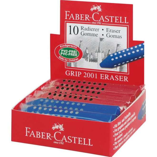 Gum Faber-Castell GRIP 2001 assorti, 10 stuks