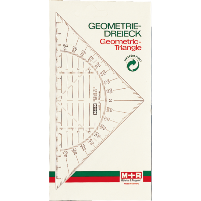 Geodriehoek transparant, 16 cm