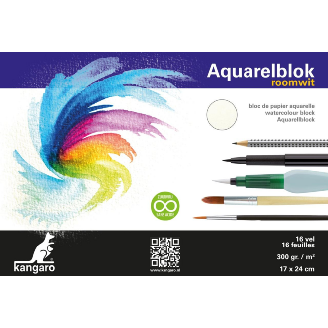 Aquarelpapier 24 x 17 cm 16 vel 300 gr.