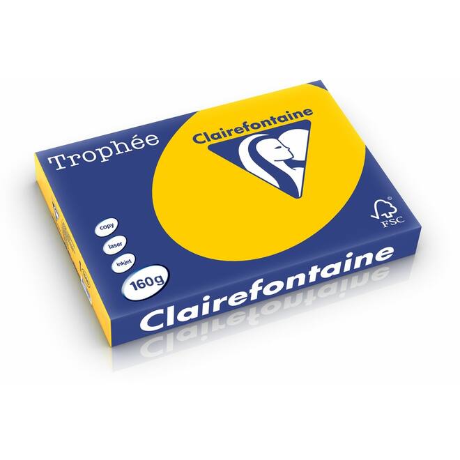 Omslagkarton goudgeel A3, FSC houtvrij 250 vel, 160grs.