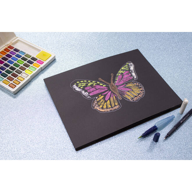 Aquarelpapier 24 x 32 cm zwart 300 gram, 16 vel