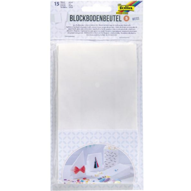 Blokbodemtasjes wit 12 x 6 x 21 cm,  15 stuks