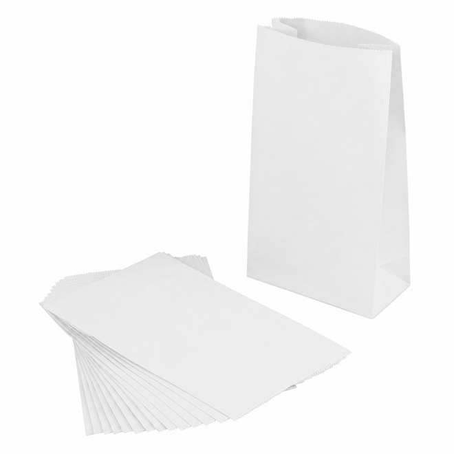 Blokbodemtasjes wit 12 x 6 x 21 cm,  15 stuks