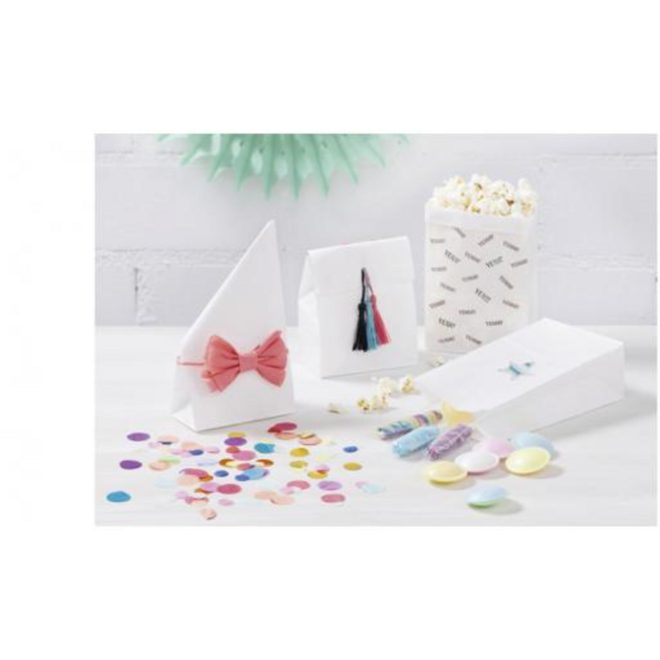 Blokbodemtasjes wit 12 x 6 x 21 cm,  15 stuks