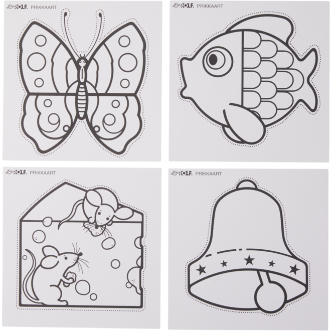 Prikkaarten 13 x 13 cm wit, 12 stuks