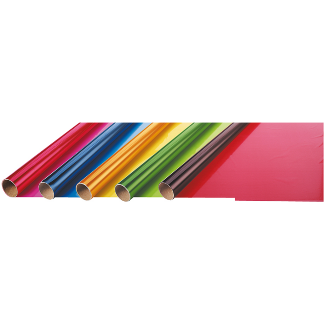 Cellofaan 70 cm x 10 meter, 5 rol 5 kleuren ass.
