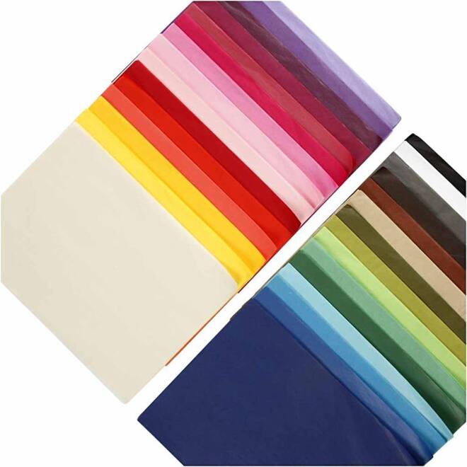 Zijdevloei 50 x 70 mm assorti, 250 vel