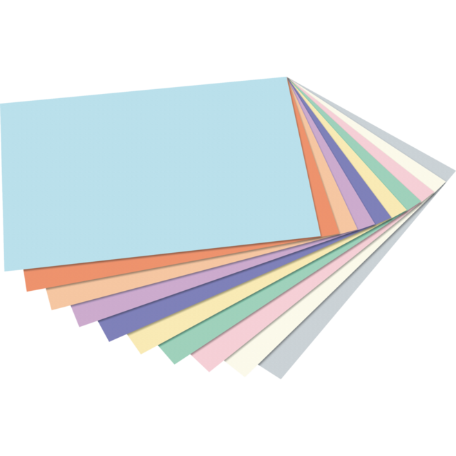 Gekleurd karton A4 assorti pastel 50 vel, 300 grs.