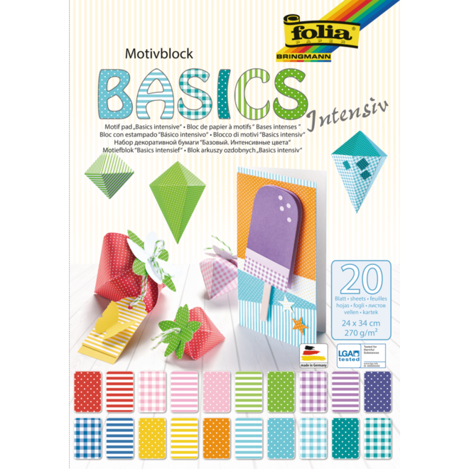 Patroonpapier Basics 24 x 34 cm 20 vel, 270 grs.