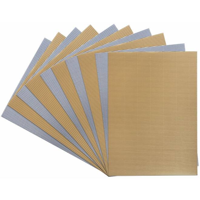 Ribbelkarton fijne golf 25 x 35 cm goud/zilver, 10 vel