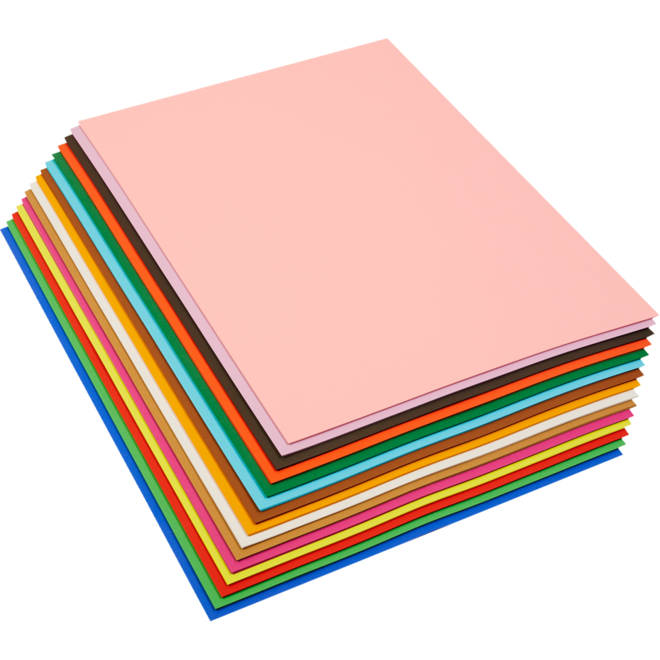 Dik engels karton 50 x 70 cm 90 vel, 15 kleuren ass. 290 grs.