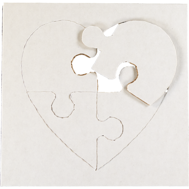 Puzzels karton inkleurbaar 13 x 13 cm, 12 stuks