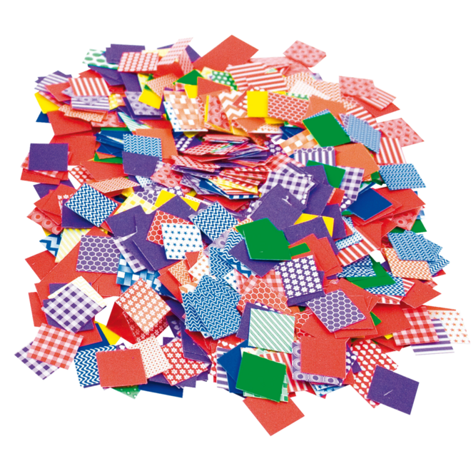 Papiermozaïek met patroon 2 x 2 cm, circa 2000 stuks