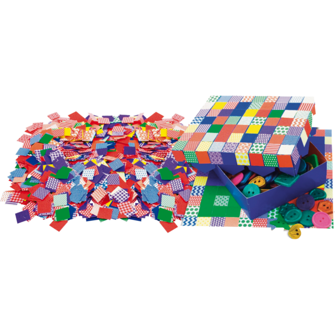 Papiermozaïek met patroon 2 x 2 cm, circa 2000 stuks