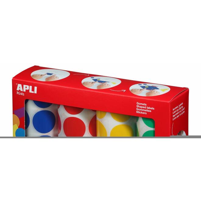 Plakfiguren zelfklevend XL assorti 33 mm rond, 4 rol