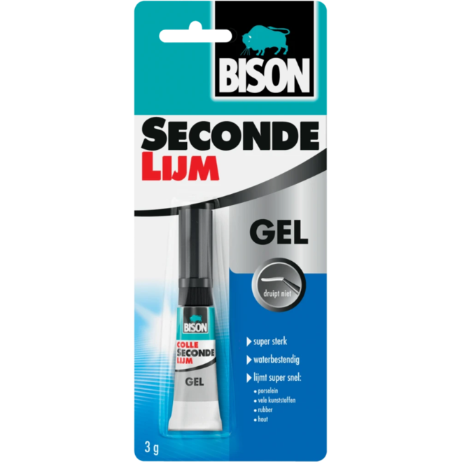 Bison superlijm extra gel met oplosmiddel, 3 gr.