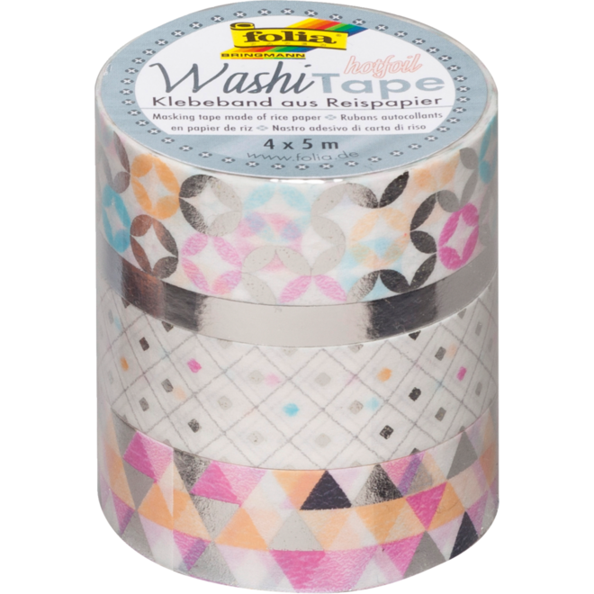 Washi-Tape set van 4,  zilver